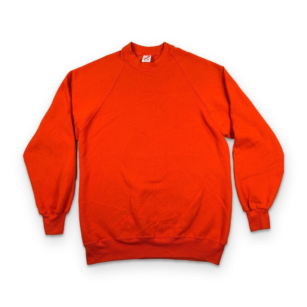 Vintage 90s Jerzees Blank Sweatshirt Mens XL Orange Made in USA Raglan Sleeve